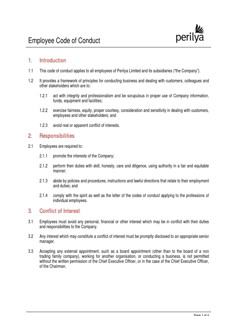 Employee Code of Conduct Overview | PDF | Insider Trading | Employment