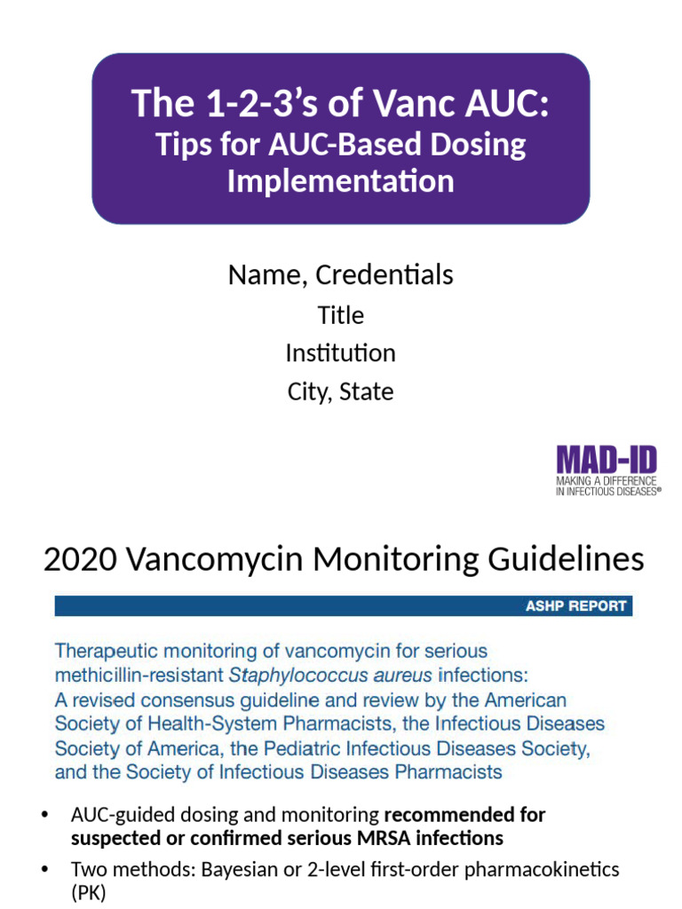 AUC-Based Vancomycin Dosing Guide | PDF | Methicillin Resistant ...