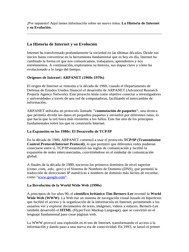 Evolución de Internet: Historia y Futuro | PDF | Internet | Red mundial