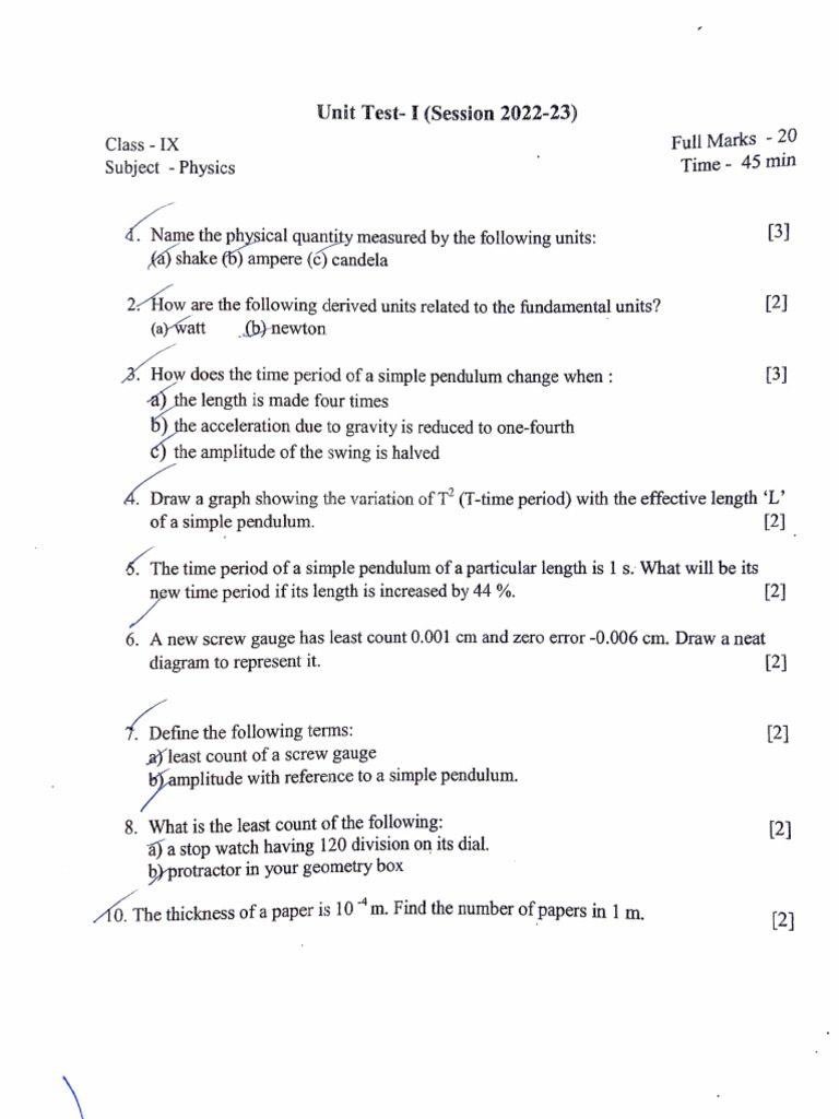 Physics q Paper | PDF | Pendulum | Classical Mechanics