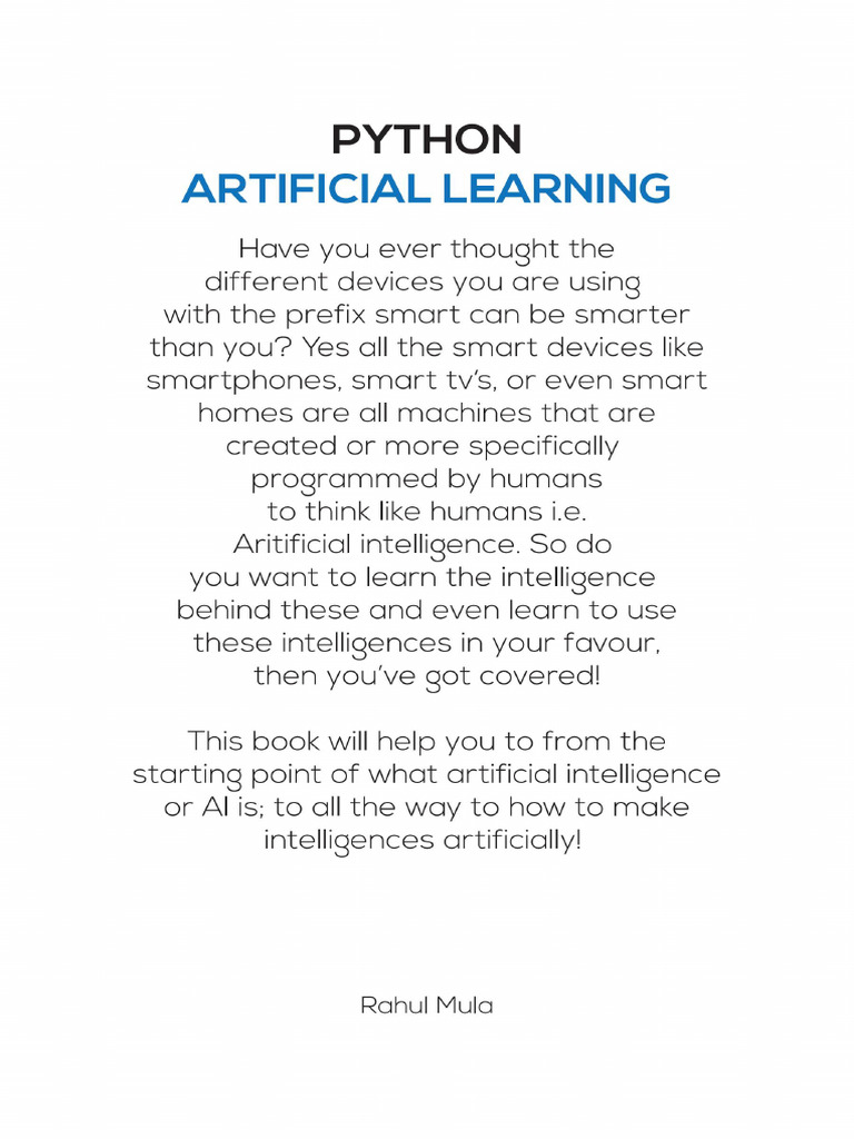 Python Artificial Learning: Rahul Mula | PDF | Deep Learning | Machine ...