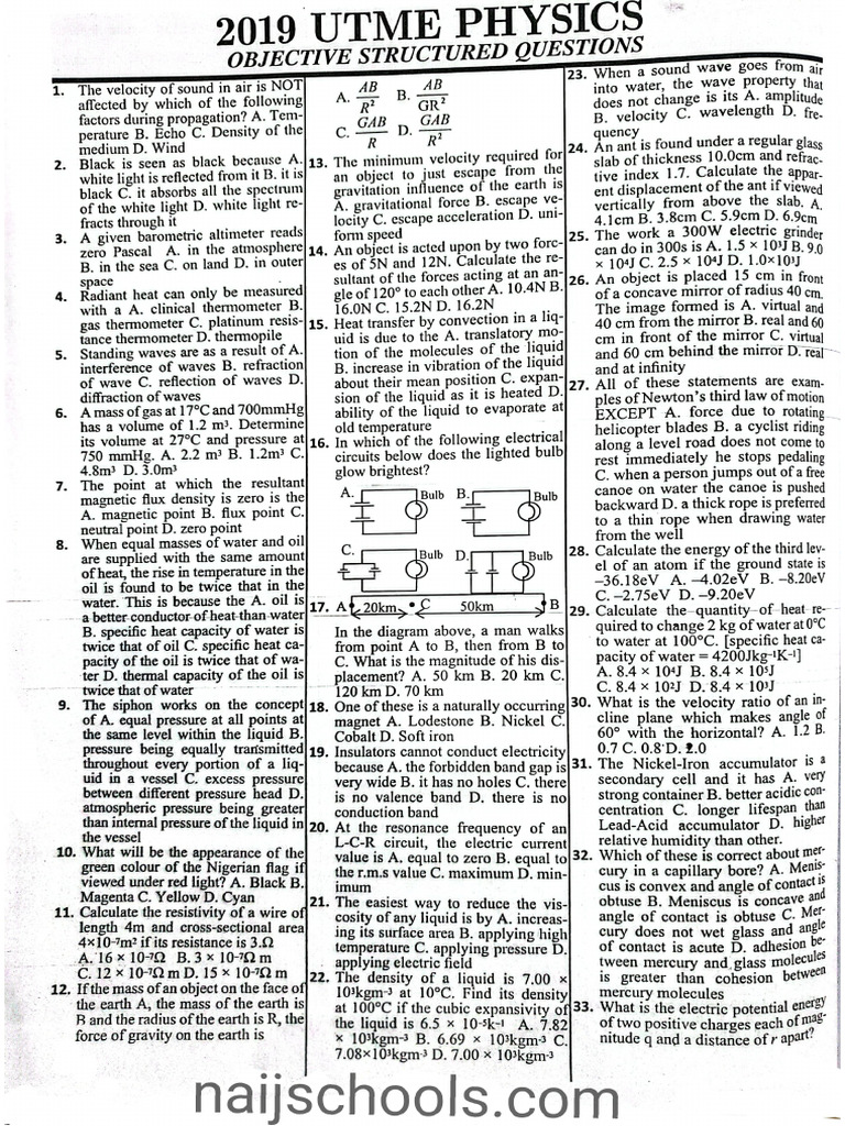 Physics Ju 2019 Questions | PDF