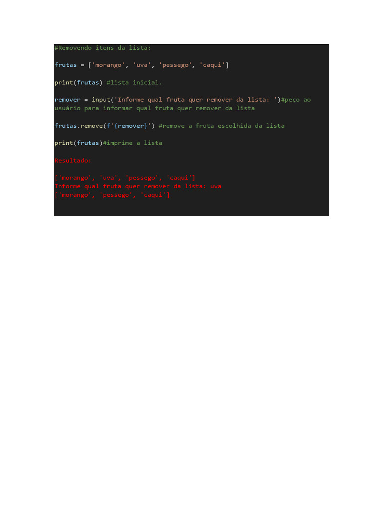 Removendo Frutas de uma Lista em Python | PDF