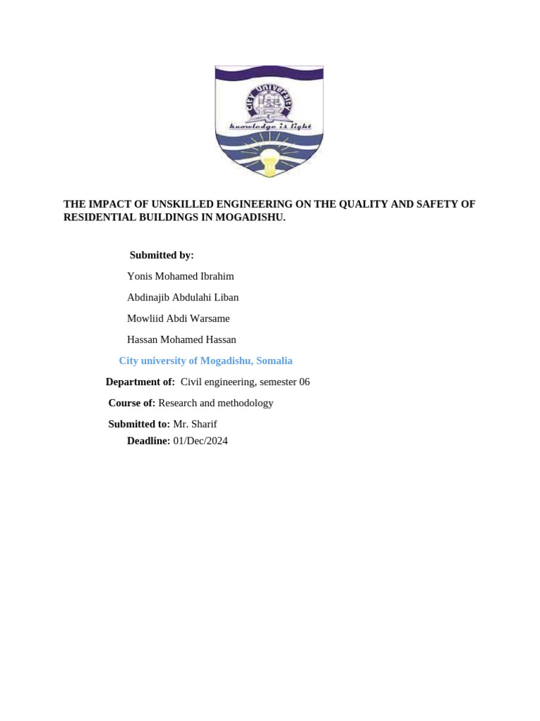 Unskilled Engineering's Impact on Mogadishu Homes | PDF | Safety | Building