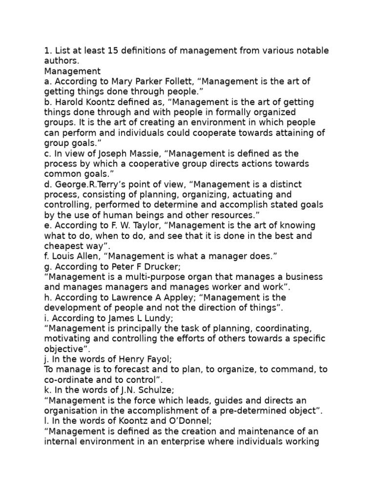 Definitions and Functions of Management | PDF | Goal | Leadership