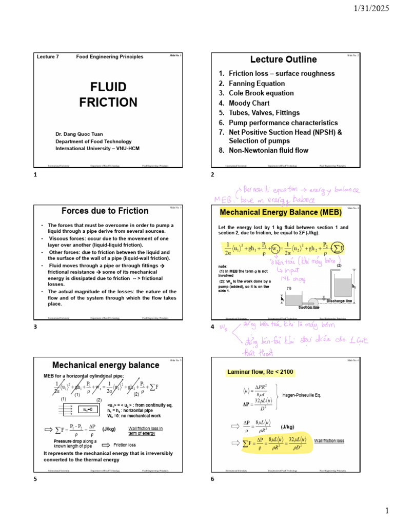Fluid Friction in Food Engineering | PDF | Friction | Pump