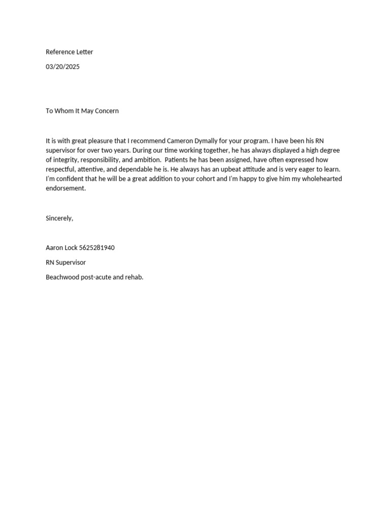 Reference Letter | PDF