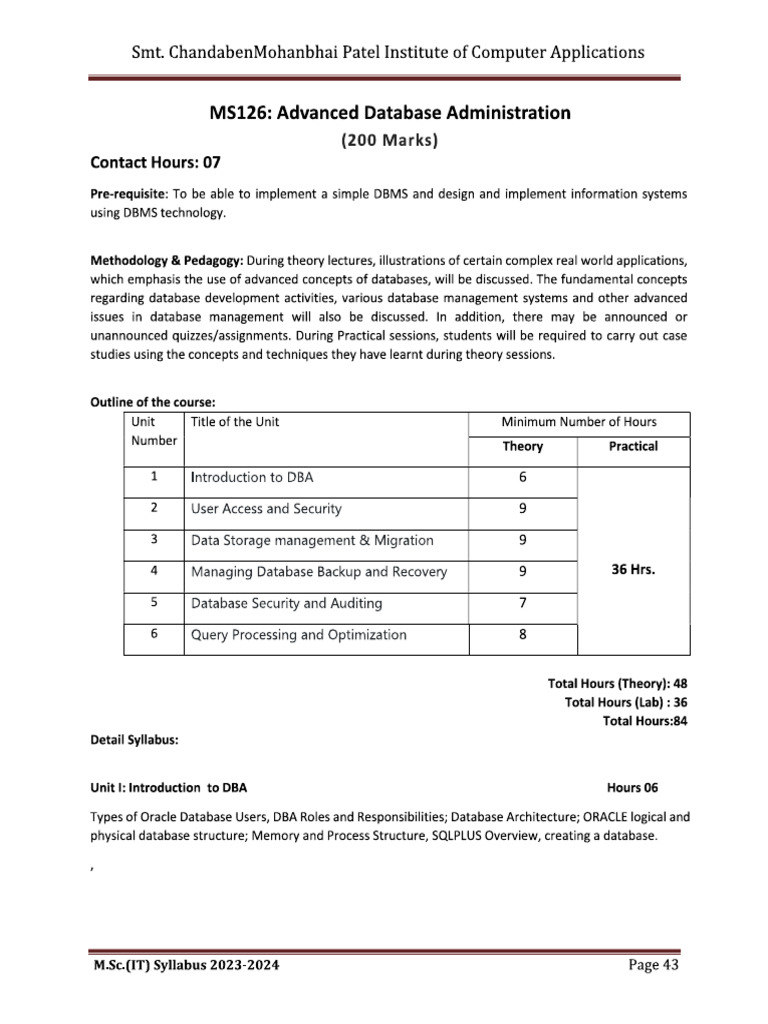 Actual Syllabus MS-126 | PDF