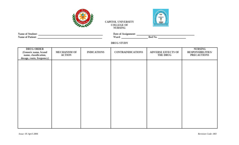Drug Study Form2 | PDF