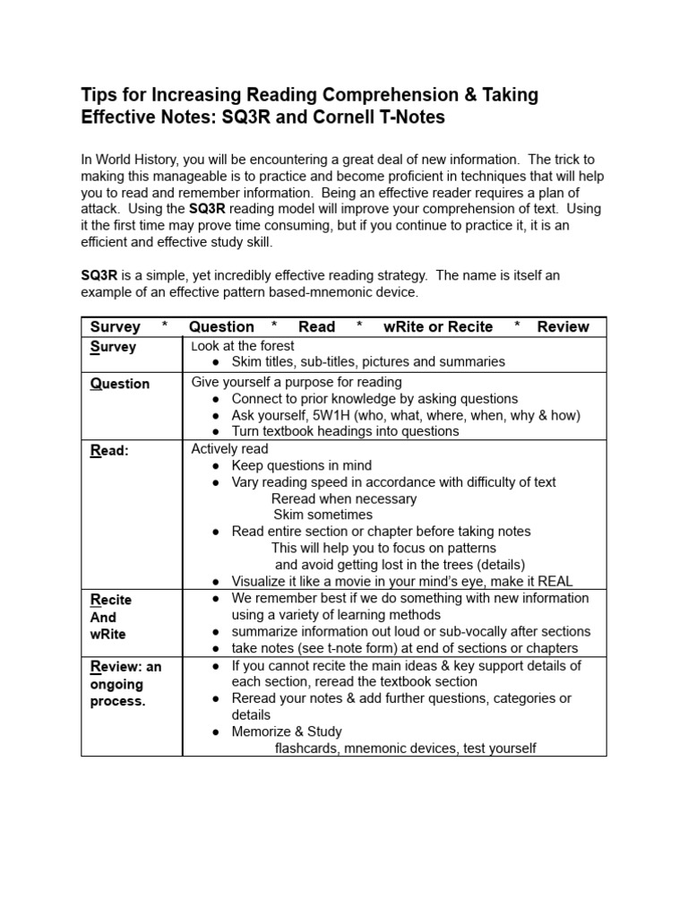 Enhance Reading Comprehension Techniques | PDF | Reading Comprehension ...