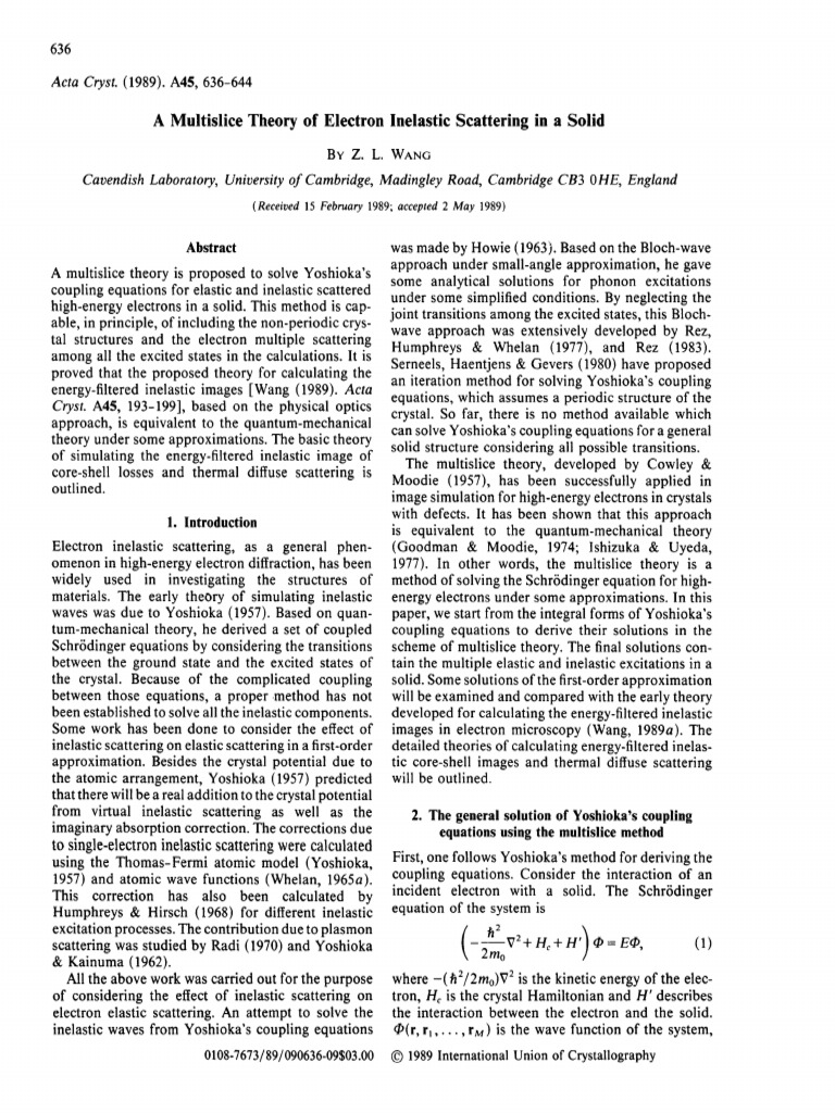 Multislice Theory of Electron Scattering | PDF | Scattering ...