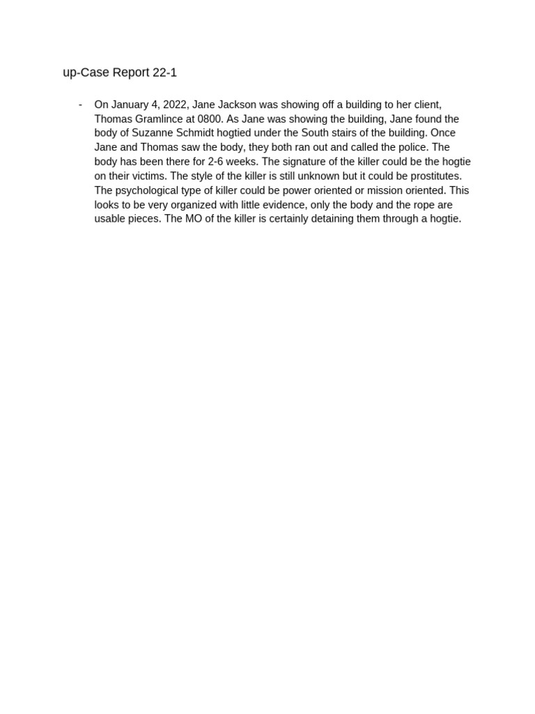 Building Murder Case Report 22-1 | PDF