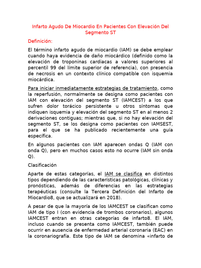Infarto Agudo de Miocardio: IAMCEST | PDF | Infarto de miocardio ...