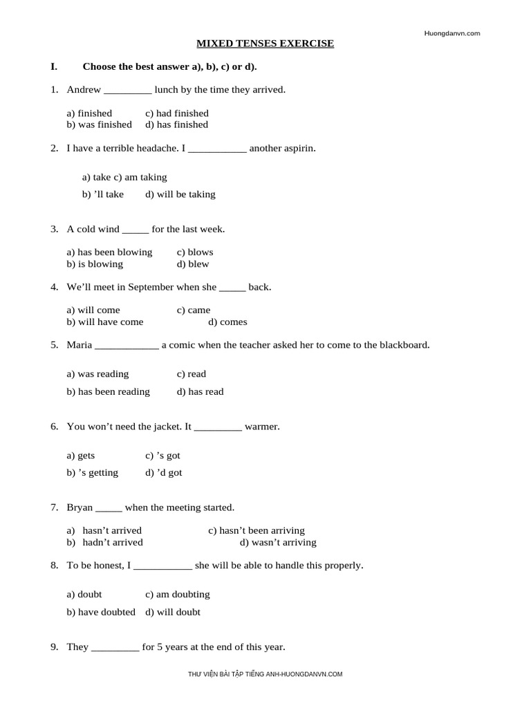 Mixed Tenses Exercise 2 | PDF