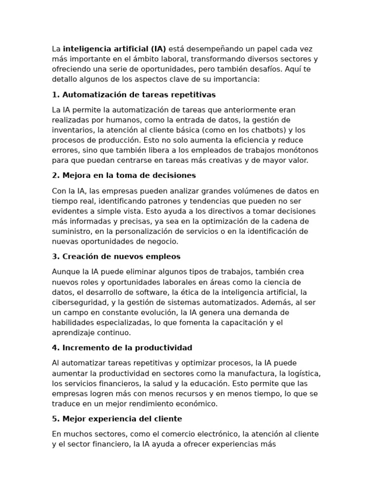 Impacto de la IA en el Trabajo | PDF | Inteligencia artificial ...
