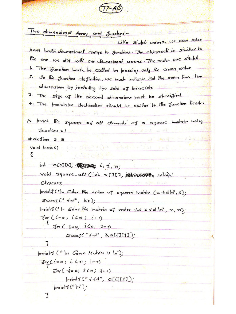 C 2D ARRAY WITH FUNCTION PAGES 77AB - 77AD | PDF
