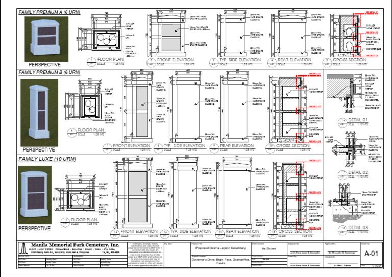 Dasma Lagoon Columbary Details (Granite) | PDF