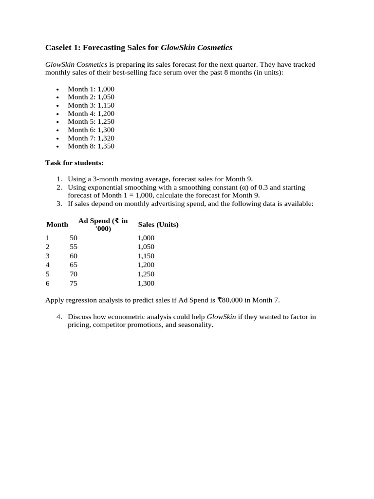 Sales Forecasting Techniques for Cosmetics and Auto Parts | PDF