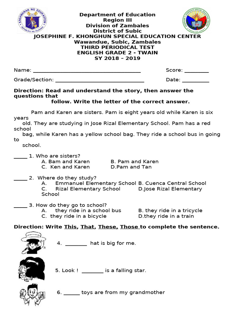 Grade 2 English Periodical Test | PDF | Syntax | Linguistic Morphology