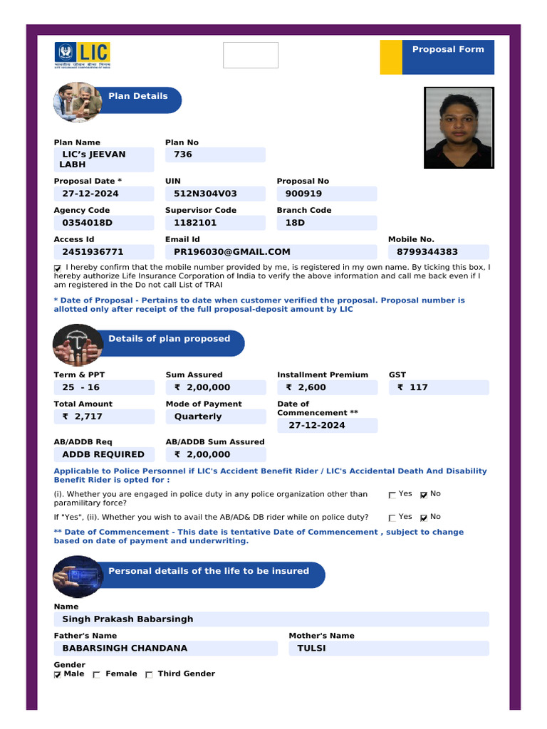 Proposal Form | PDF | Insurance