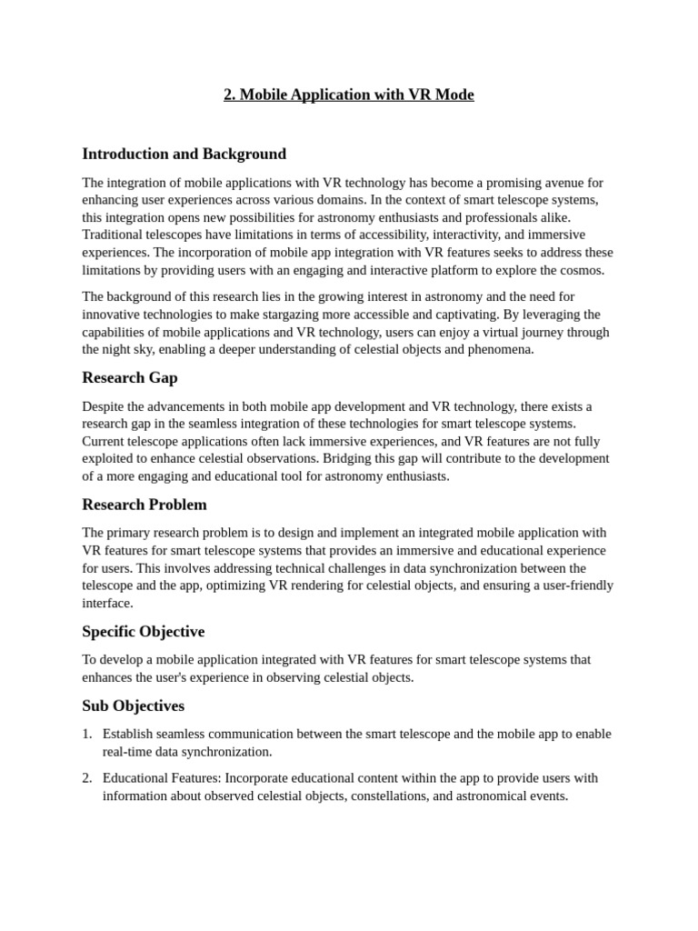 VR-Enhanced Mobile App for Smart Telescopes | PDF | Virtual Reality ...