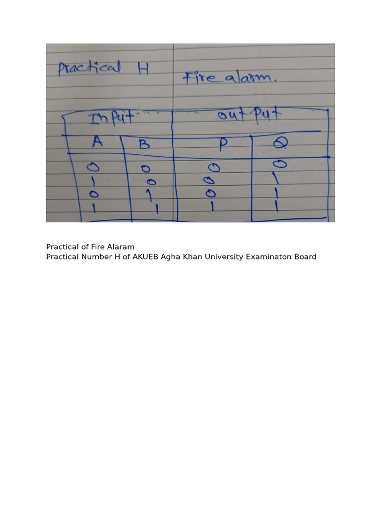 Practical of Fire Alaram Practical Number H of AKUEB Agha Khan ...