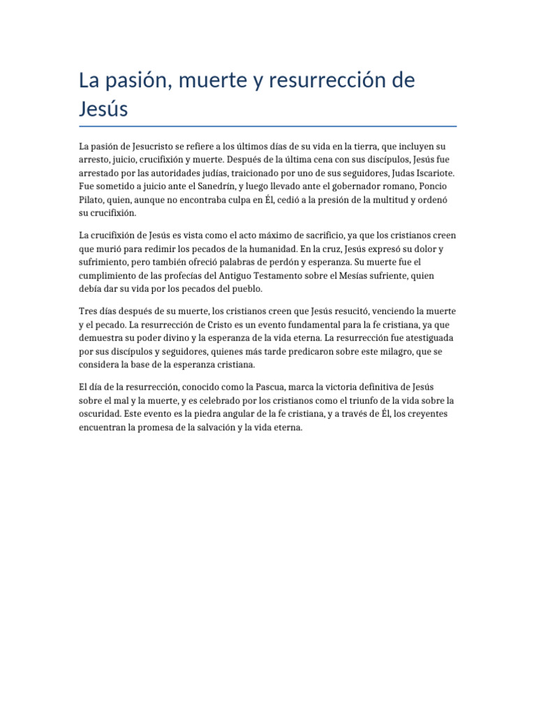 Pasión, muerte y resurrección de Jesús | PDF
