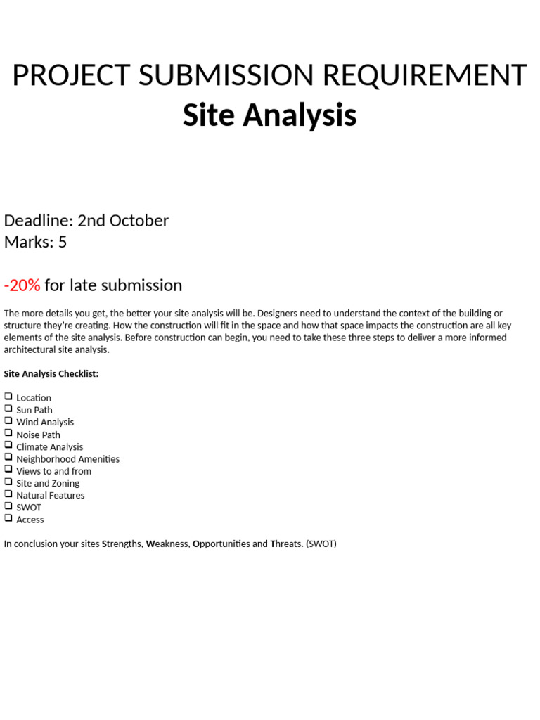 Essential Site Analysis Checklist | PDF