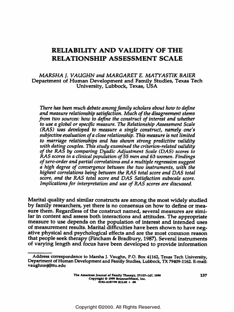 Reliability and Validity of The Relation | PDF