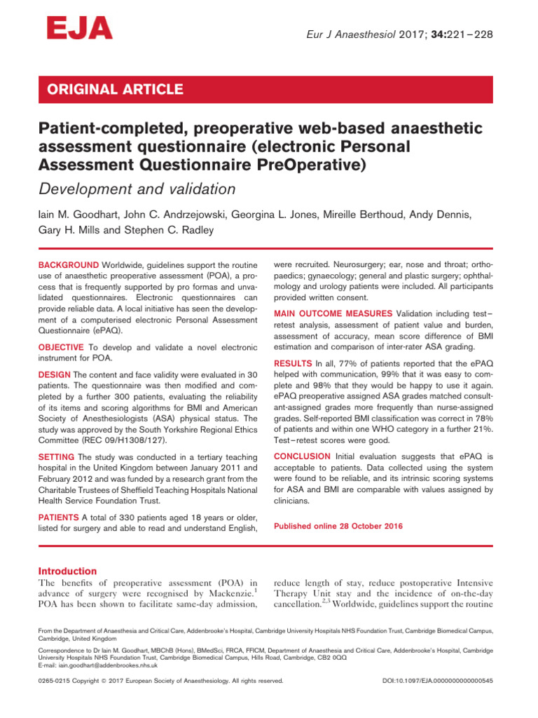 Patient Completed, Preoperative Web Based.5 | PDF | Body Mass Index | Heart
