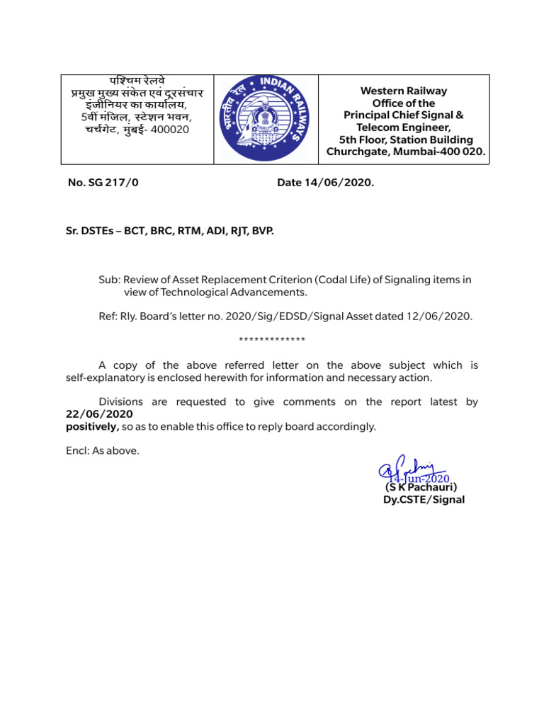 Review of Codal Life for Signaling Assets | PDF | Railway Companies ...