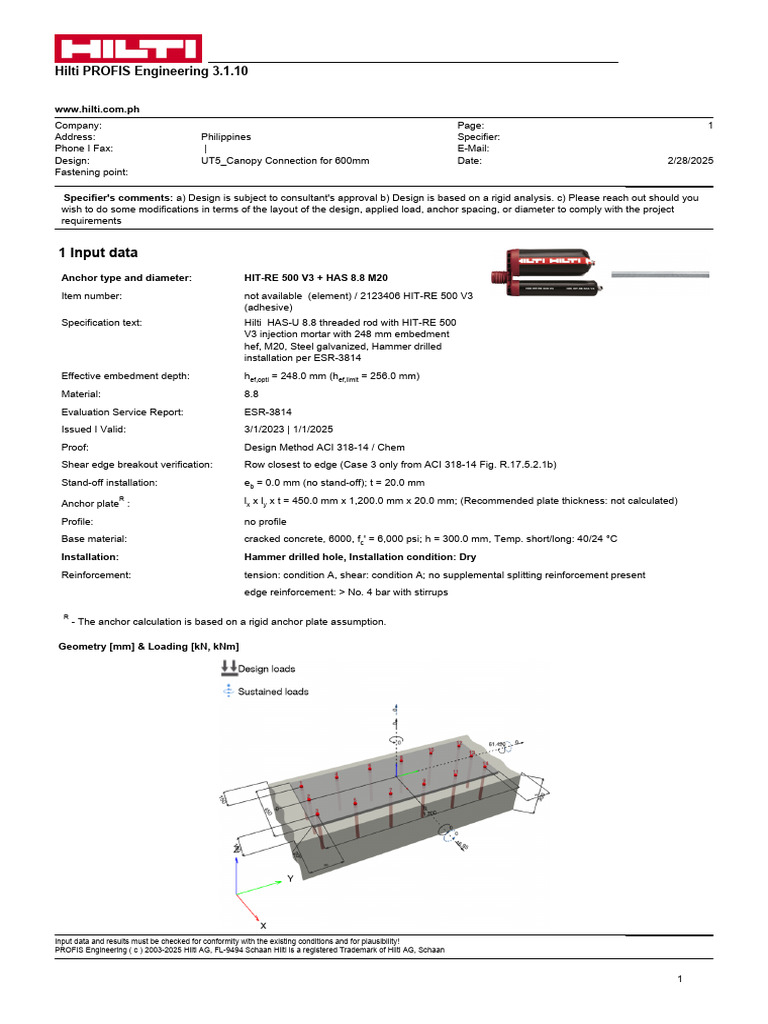 Canopy Connection Design for Concrete | PDF | Mechanical Engineering ...