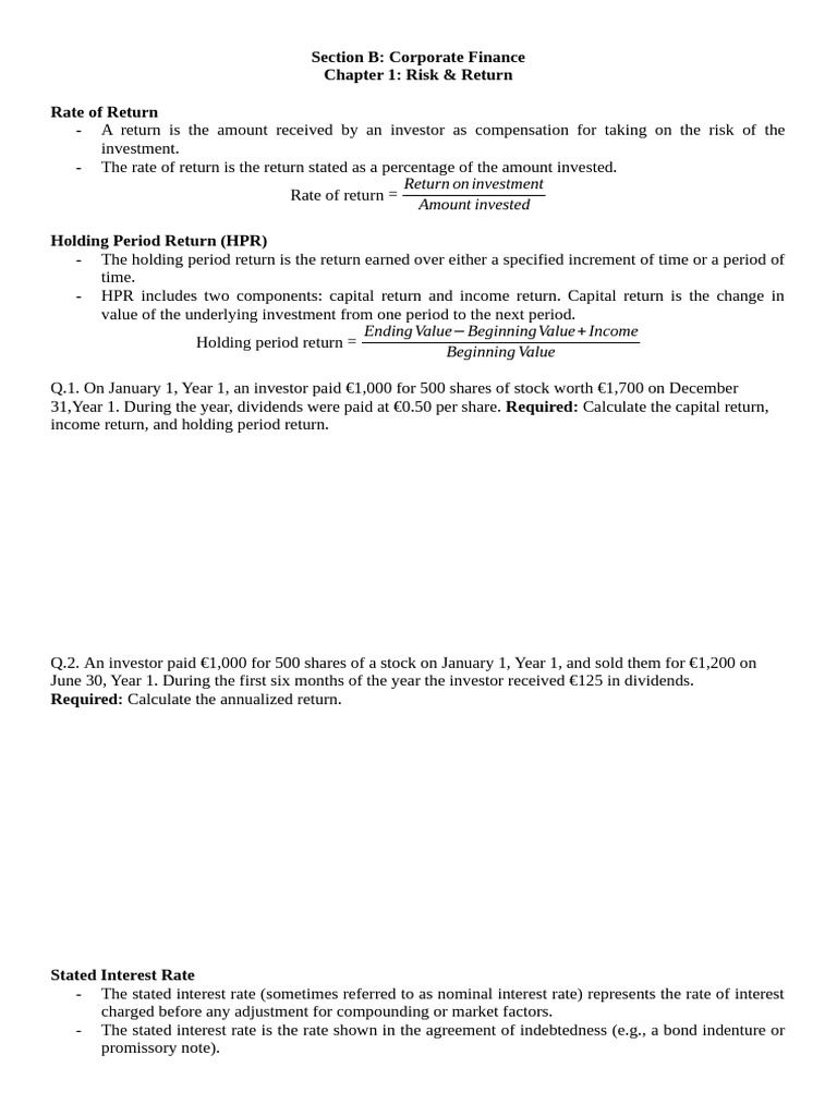 Understanding HPR and Investment Risks | PDF | Financial Risk | Capital ...