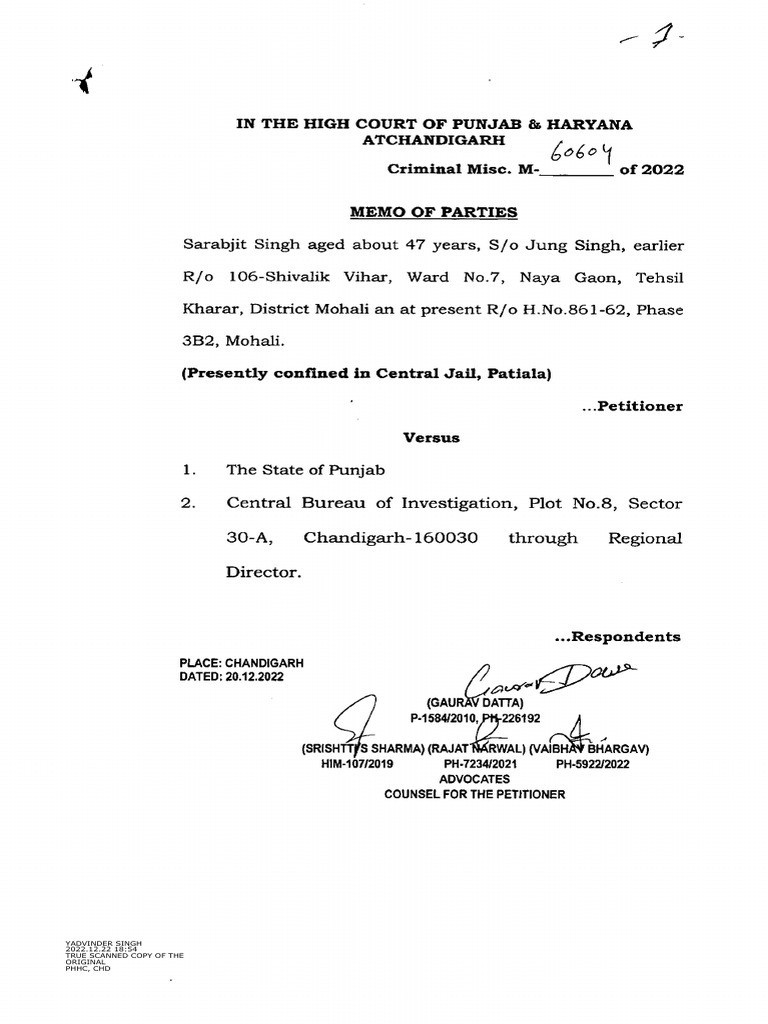 Quashing Petition in Punjab High Court | PDF | Criminal Law | Public Law