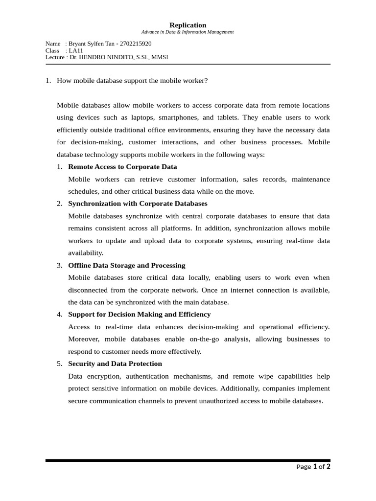 Mobile Database Support for Workers | PDF | Databases | Computer Security