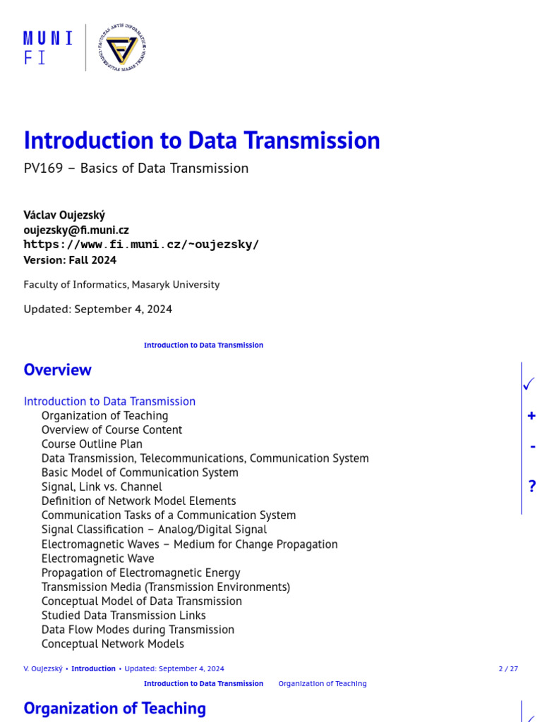 Data Transmission Fundamentals Guide | PDF | Osi Model | Transmission ...