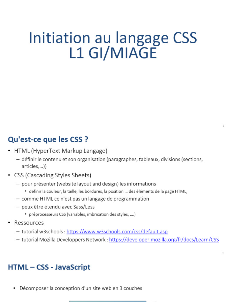 Introduction au langage CSS et ses usages | PDF | Html | Formats de ...