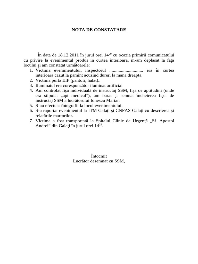 Nota de Constatare | PDF