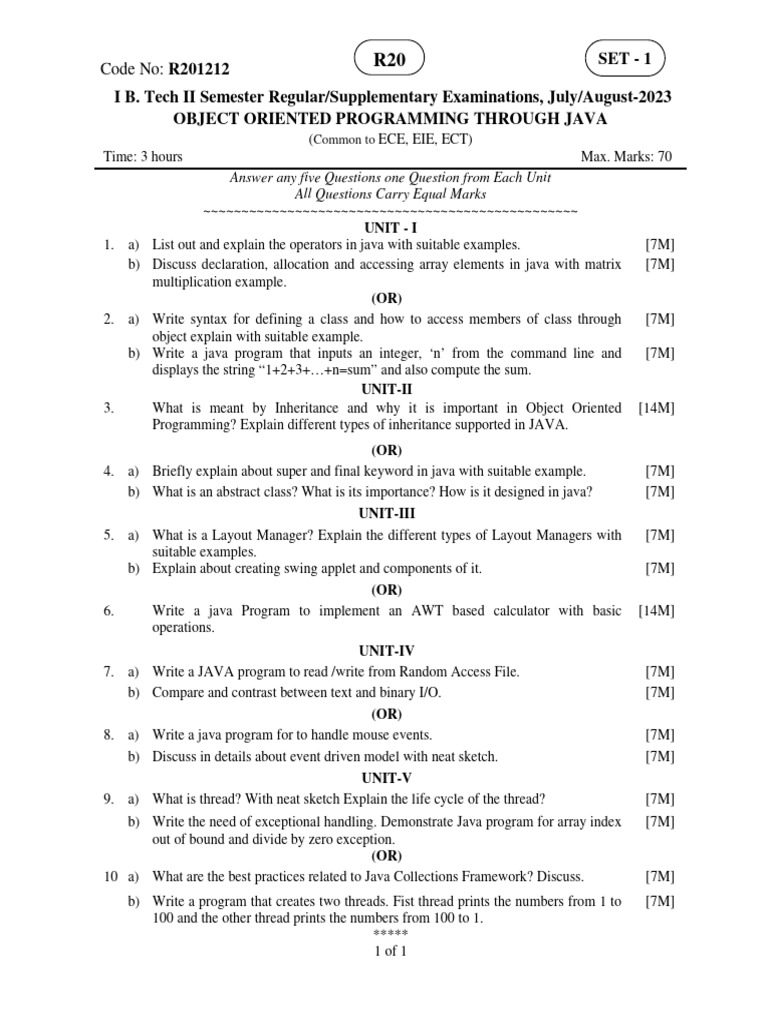 Java Object-Oriented Programming Exam Guide | PDF | Class (Computer ...