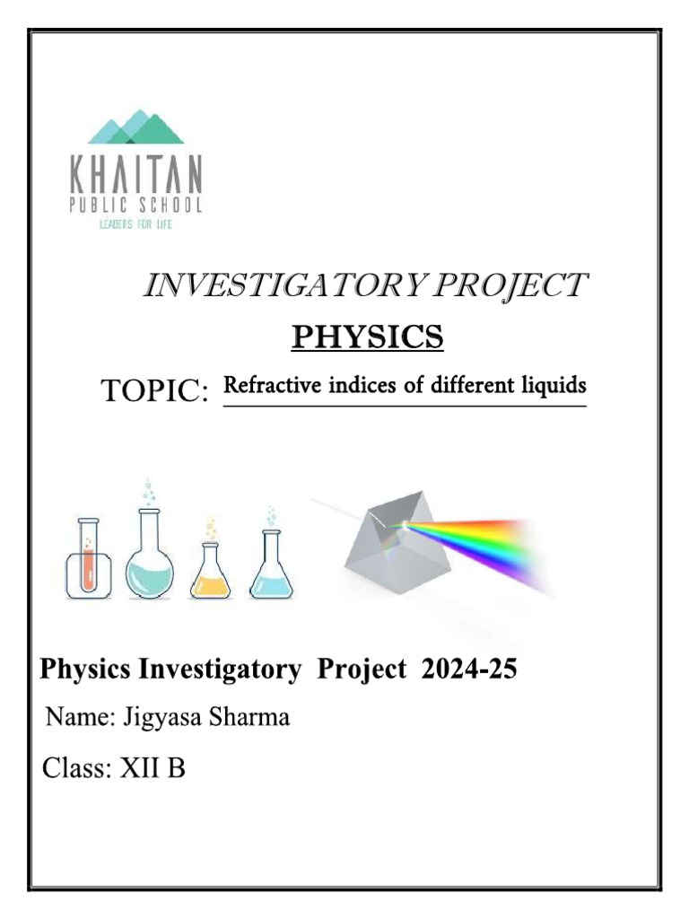 Physics Investigatory Project on Refraction | PDF | Refractive Index ...