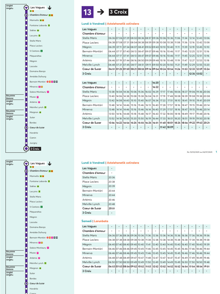 Horaires et trajets du bus 13 | PDF