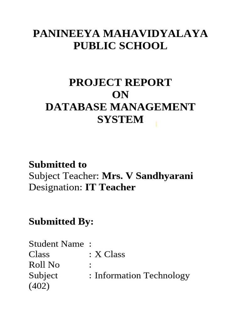 Database Management System Project Report | PDF