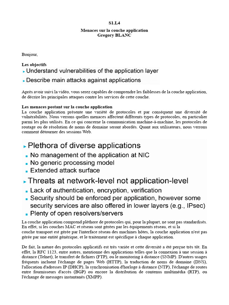 Menaces sur la couche application réseau | PDF | Système de noms de ...