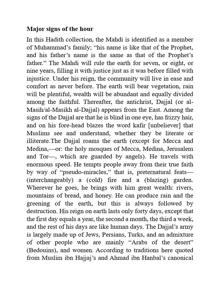 Major Signs of The Hour | PDF | Abrahamic Religions | Islamic Belief ...