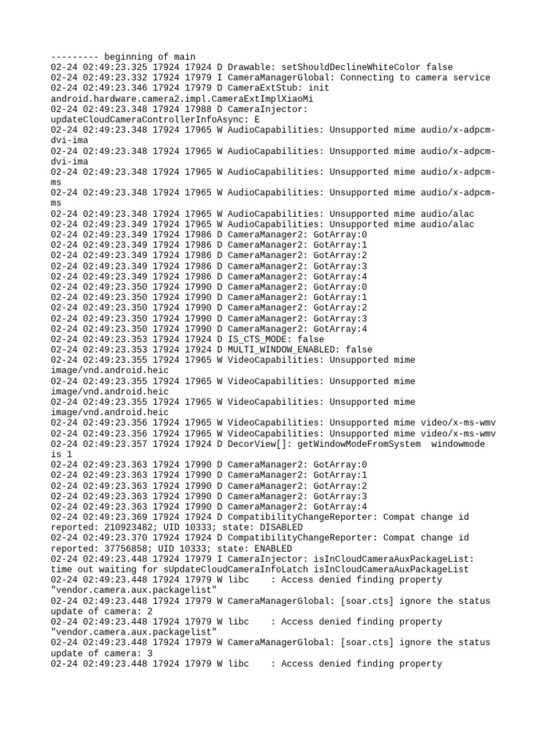Camera and Audio Capabilities Log | PDF | Software | Computing