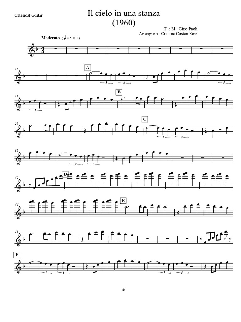 【貴重】Bossa Pianikita / IL CIELO Il Cielo in Una Stanza Sheet Music | PDF | Recorded Music | Sound