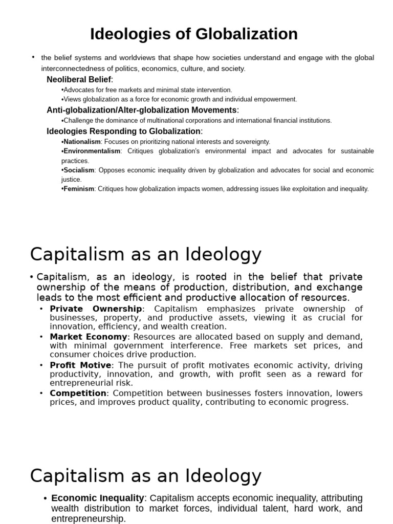 Globalization Ideologies Explained | PDF | Capitalism | Neoliberalism