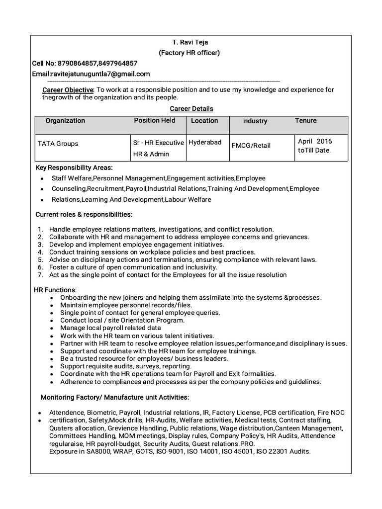 Teja@Tata Hr | PDF | Human Resource Management | Business