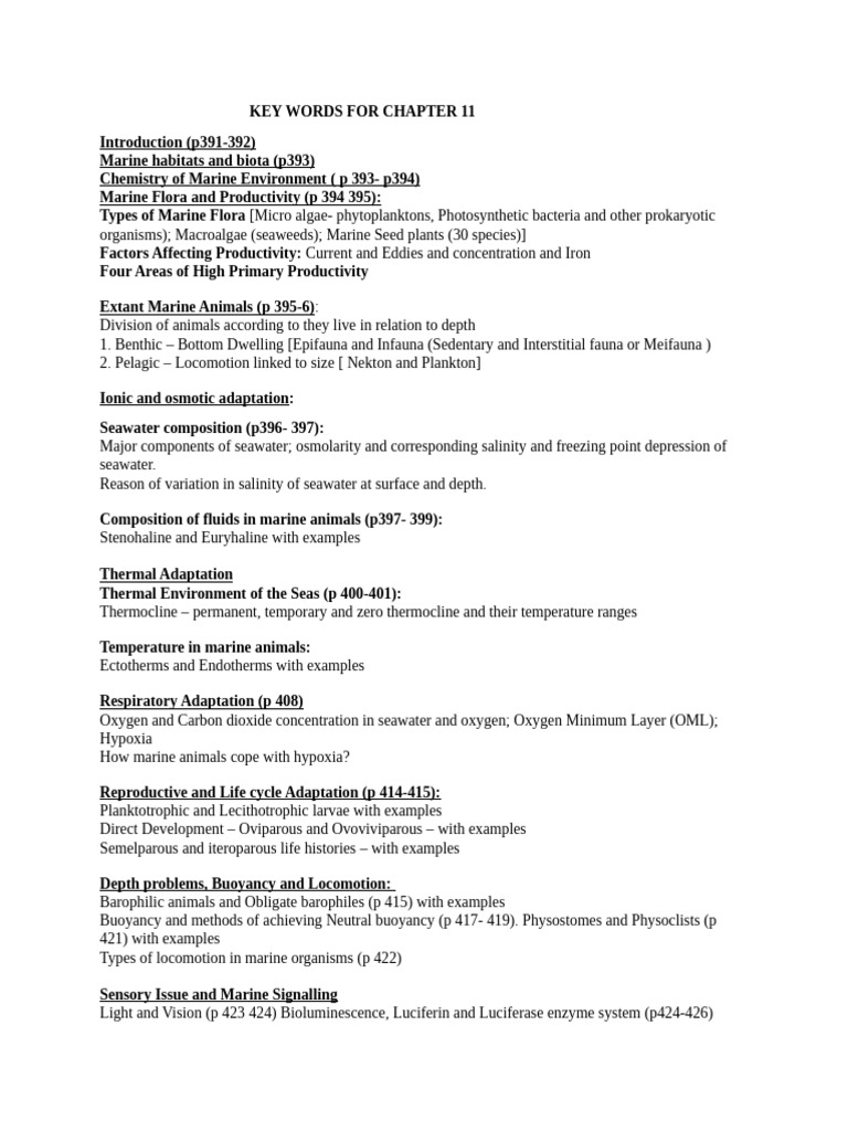 Marine Biology: Adaptations & Physiology | PDF | Osmosis | Oceans
