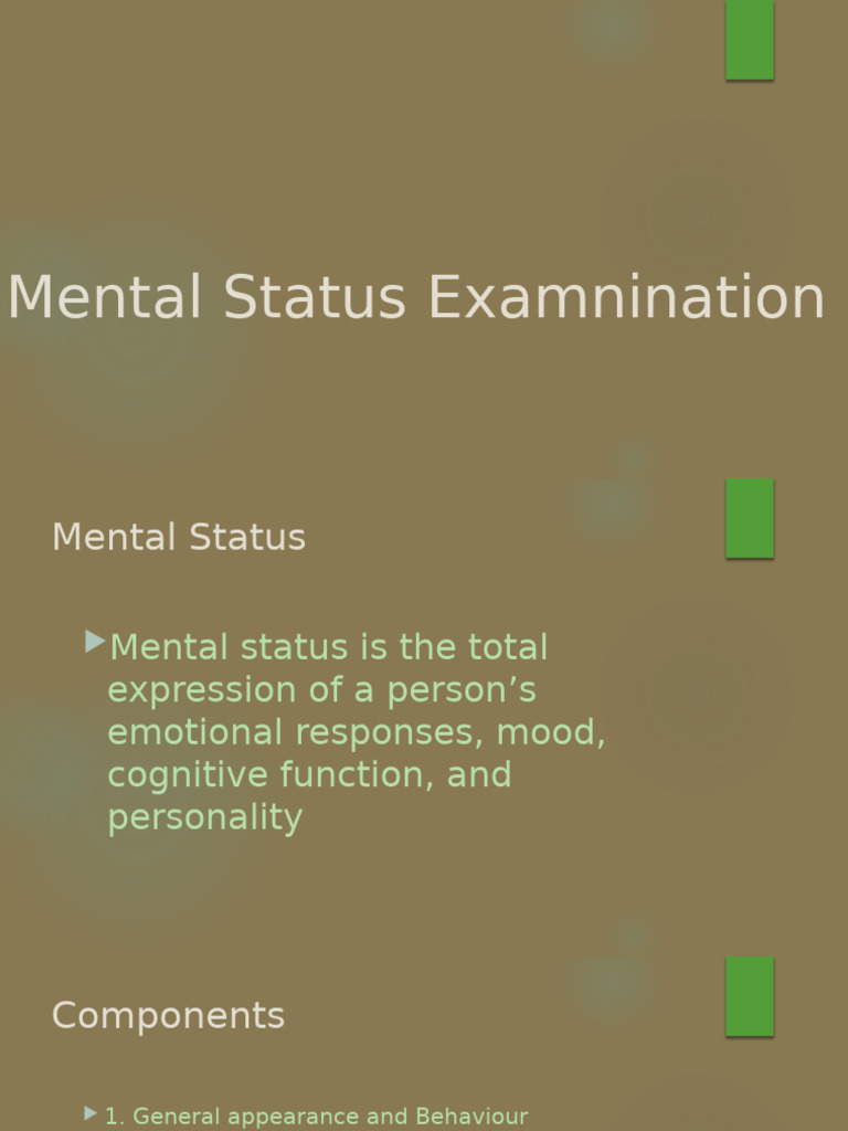 Mental Status Examnination | PDF | Hallucination | Parietal Lobe